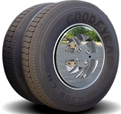 RW1045/55WTK 24.5 Inch Stainless Steel Aero Covers with Window(Hubcaps/Simulators) Trailer Axle Set